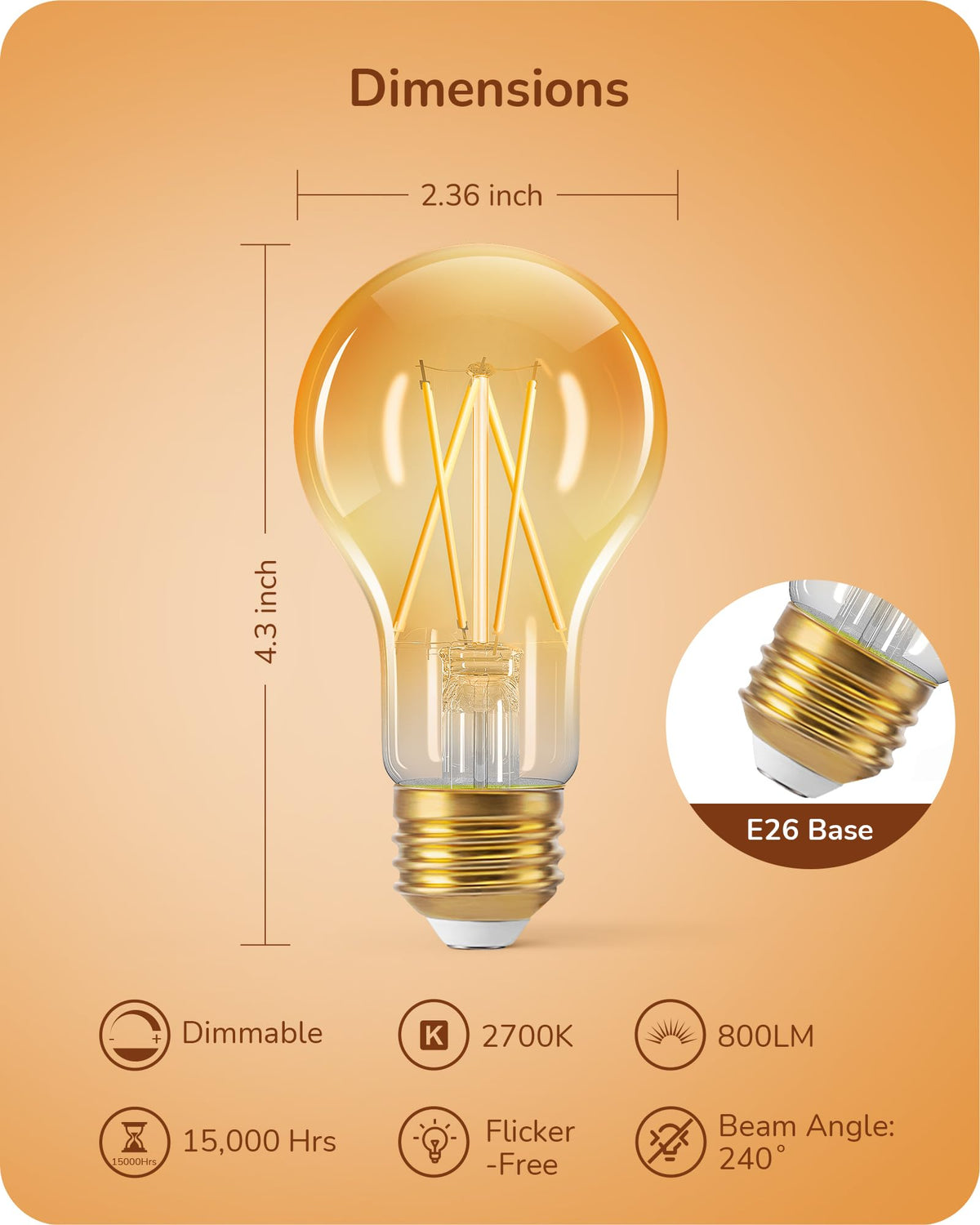 EDISHINE 8W, 700LM bulb for energy-efficient brightness.
