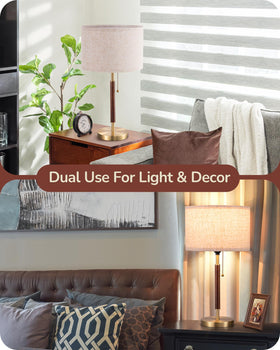 EDISHINE pull-chain bedside lamp showing easy on-off control at night.
