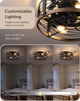 EDISHINE caged ceiling fan combines vintage style with efficient cooling