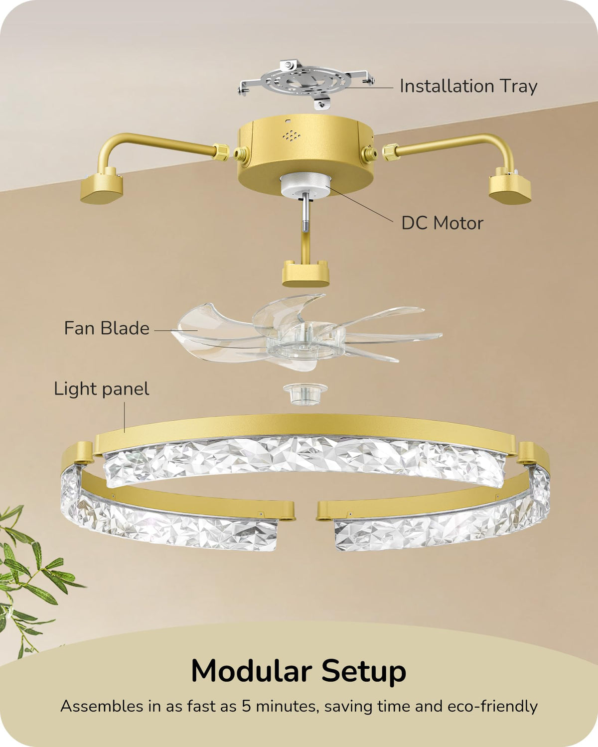 EDISHINE gold finish adds elegant room aesthetics.