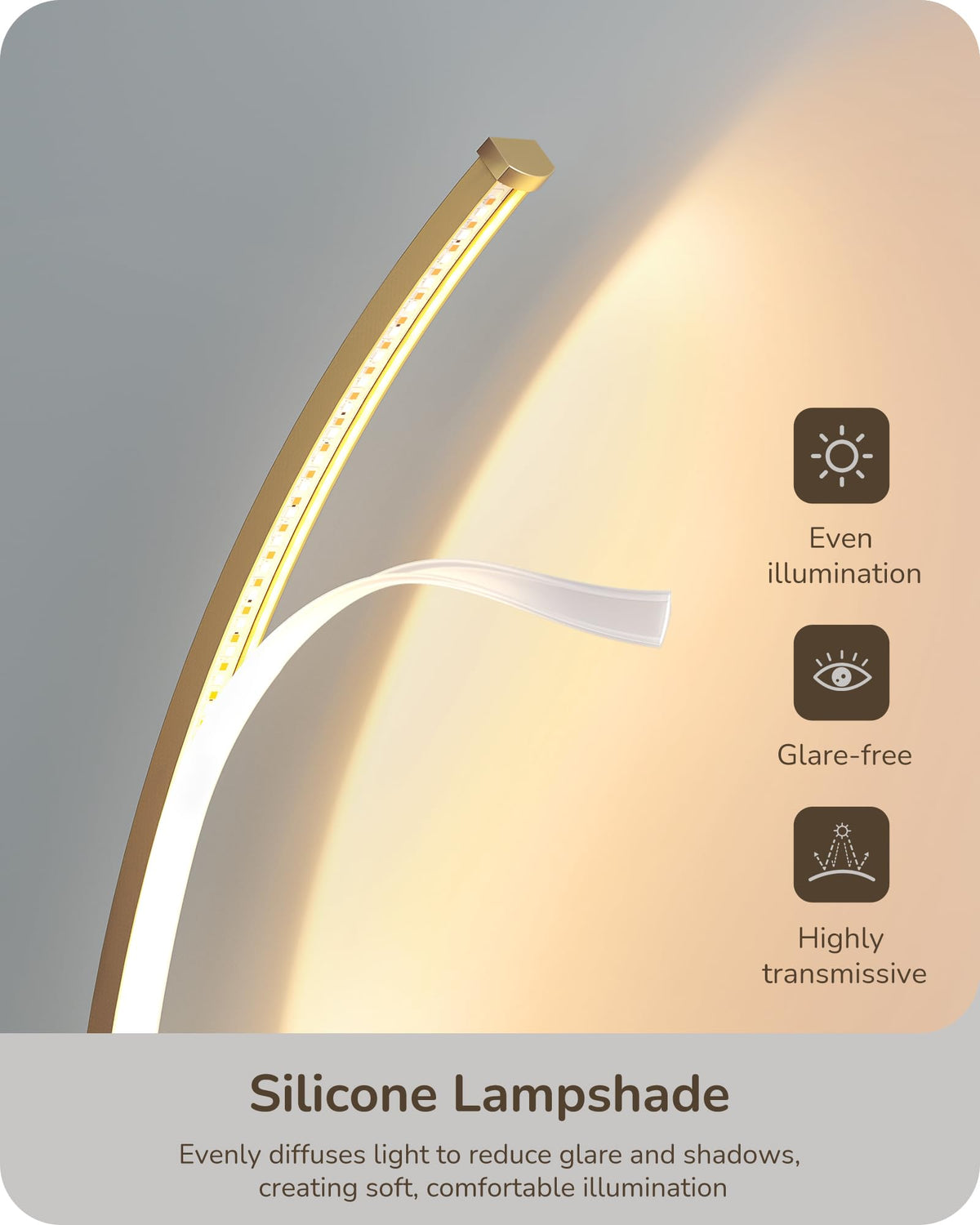 EDISHINE curved LED lamp shows touch control for easy color and brightness