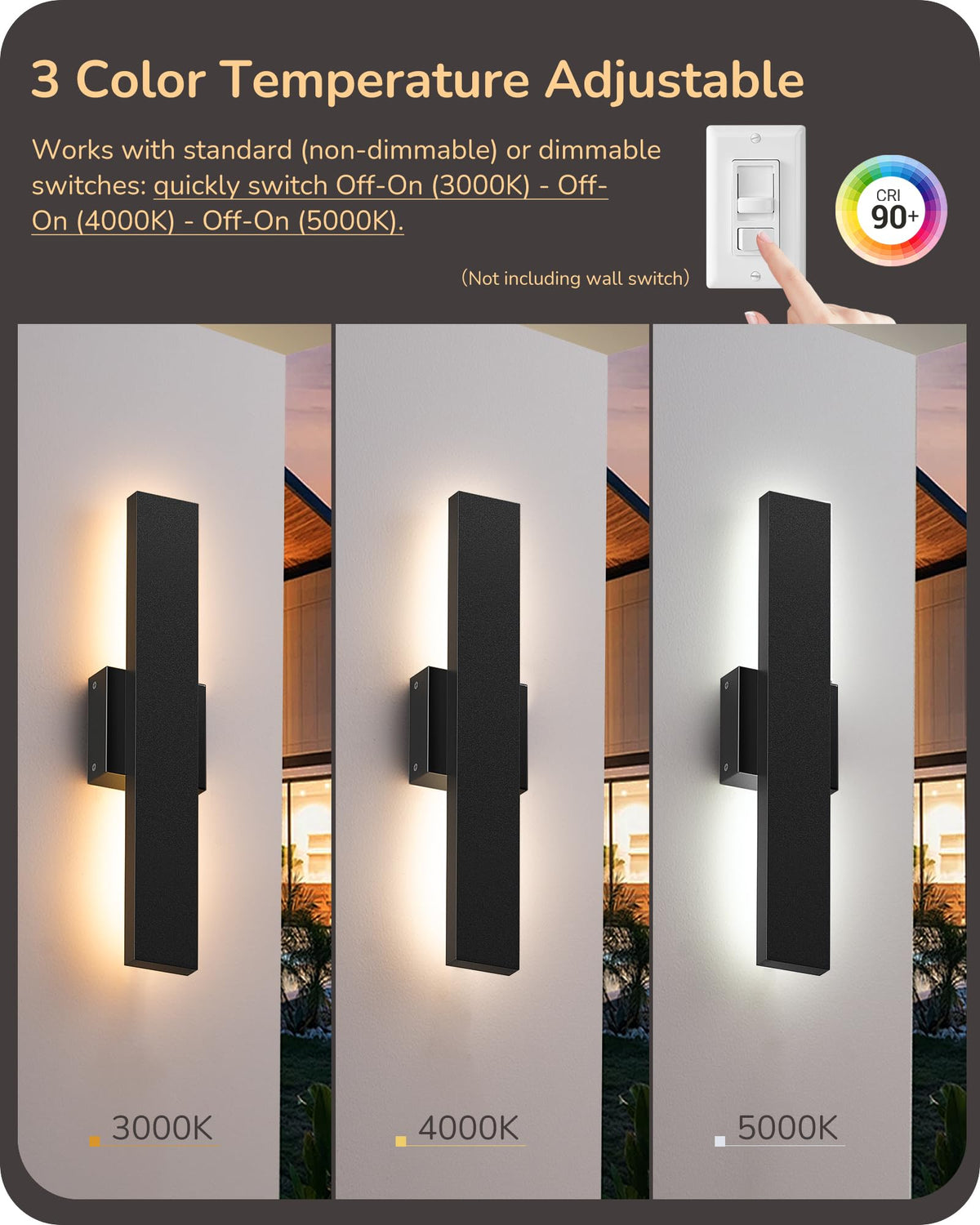 EDISHINE dimmable exterior wall light with memory function