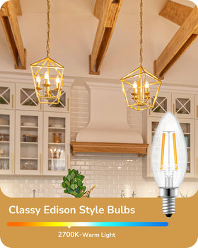 Close-up of decorative filaments showing vintage charm and smooth dimming with EDISHINE