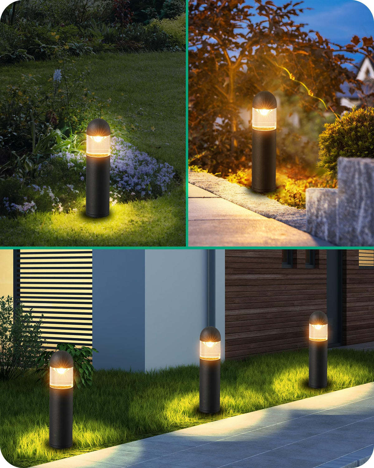 EDISHINE easy-install bollard light showing quick connector setup