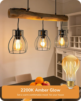 EDISHINE Edison bulb dimmable amber glow for warm mood lighting.