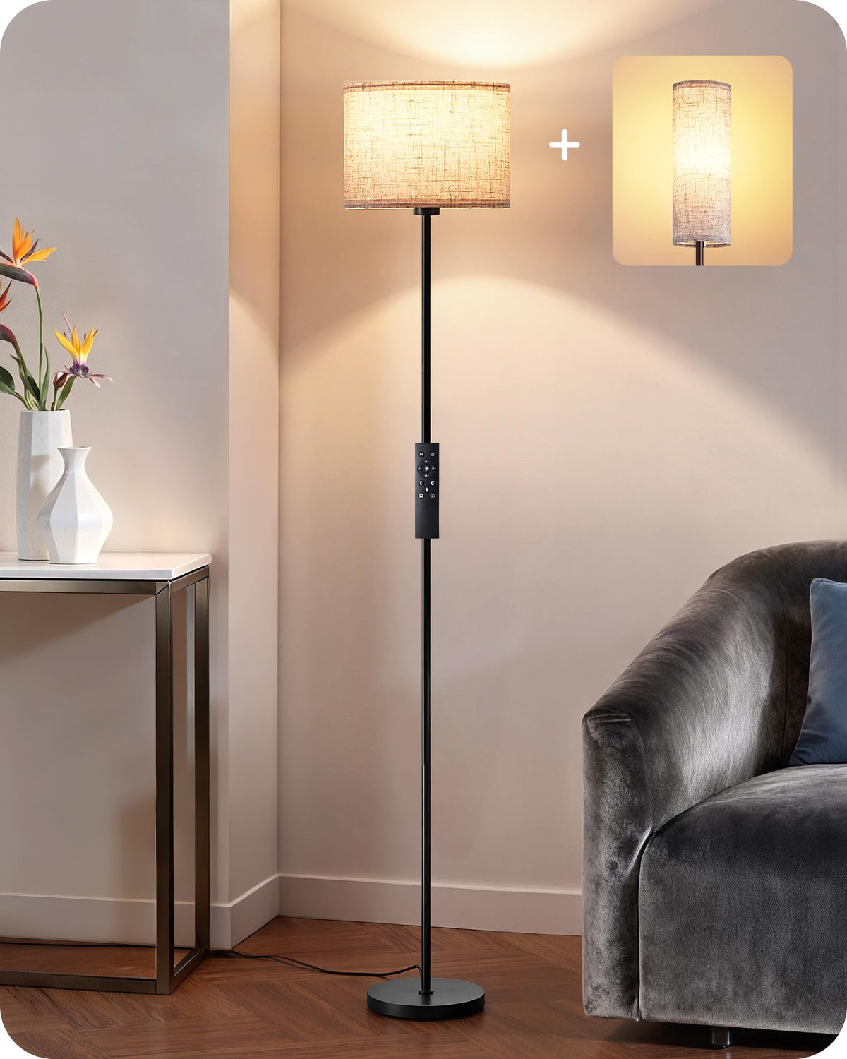 EDISHINE floor lamp with two shades design for versatile styling