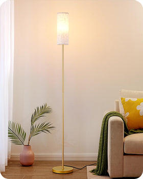 EDISHINE floor lamp standing tall in a modern living room, ideal for space-saving elegance.