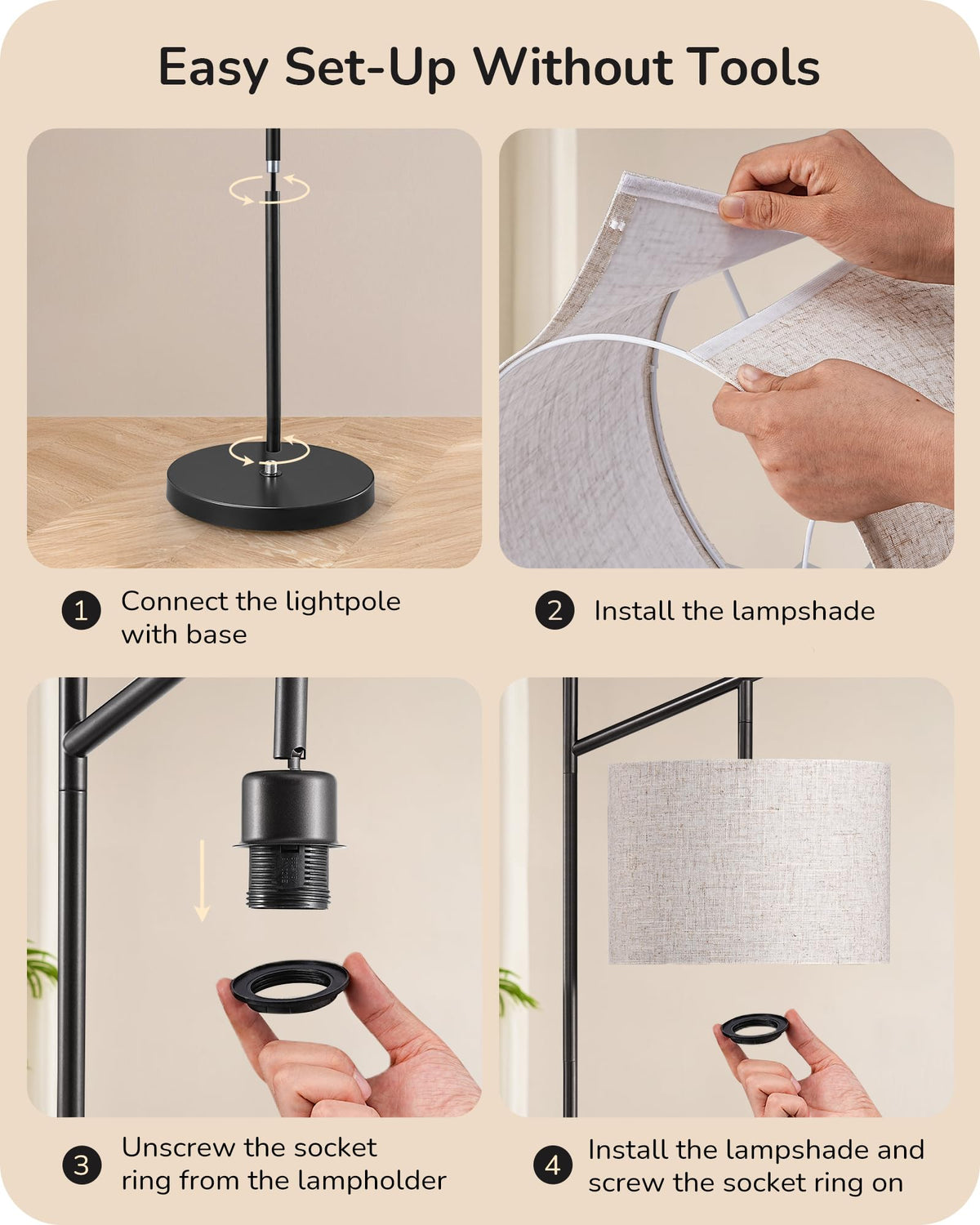 EDISHINE lamp with 78.7-inch cord offers flexible placement