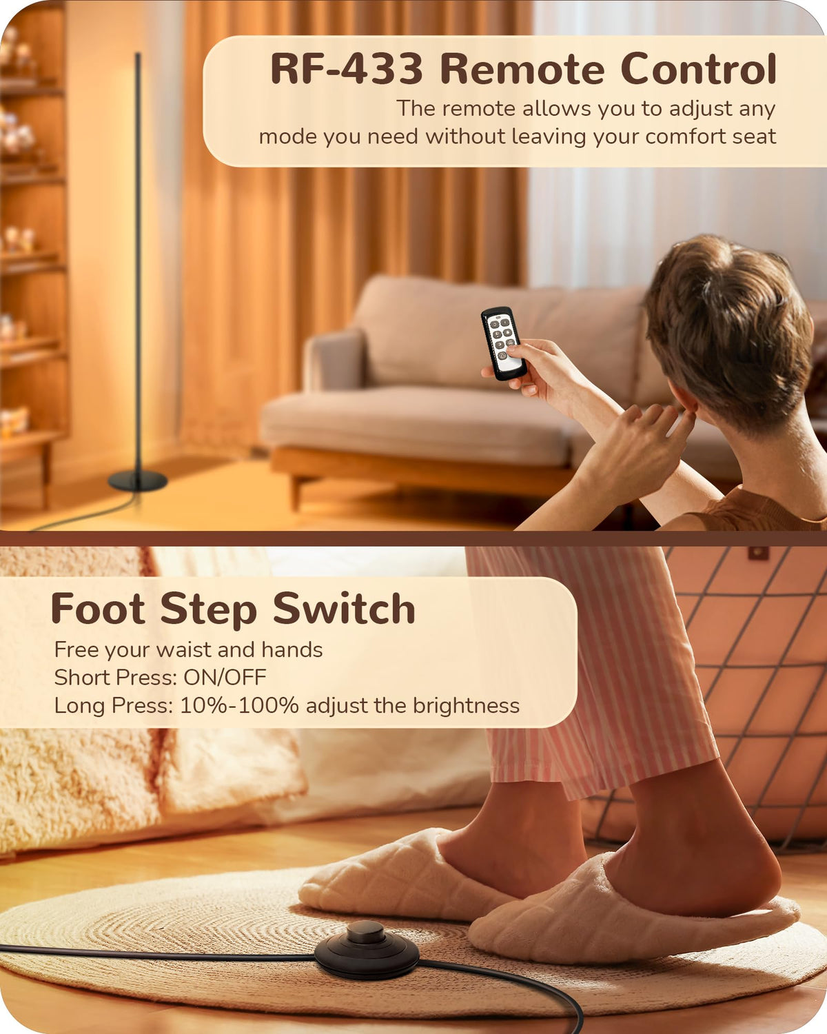 EDISHINE floor lamp in 7 CCT dimmable mode from warm to cool tones