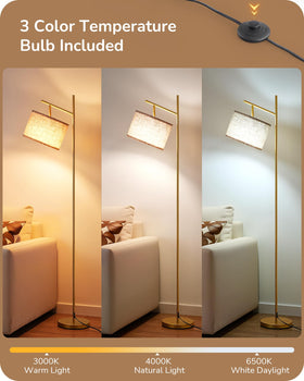 EDISHINE floor lamp arc head adjustable for precise lighting near reading chair.