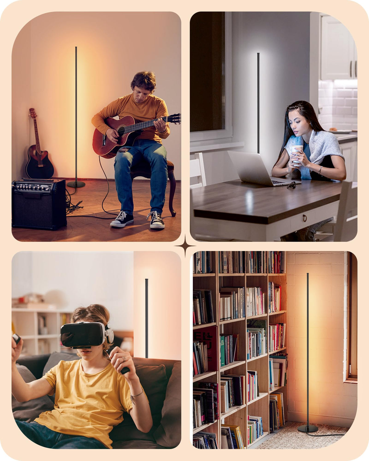 EDISHINE floor lamp in living room and bedroom setup for cozy illumination