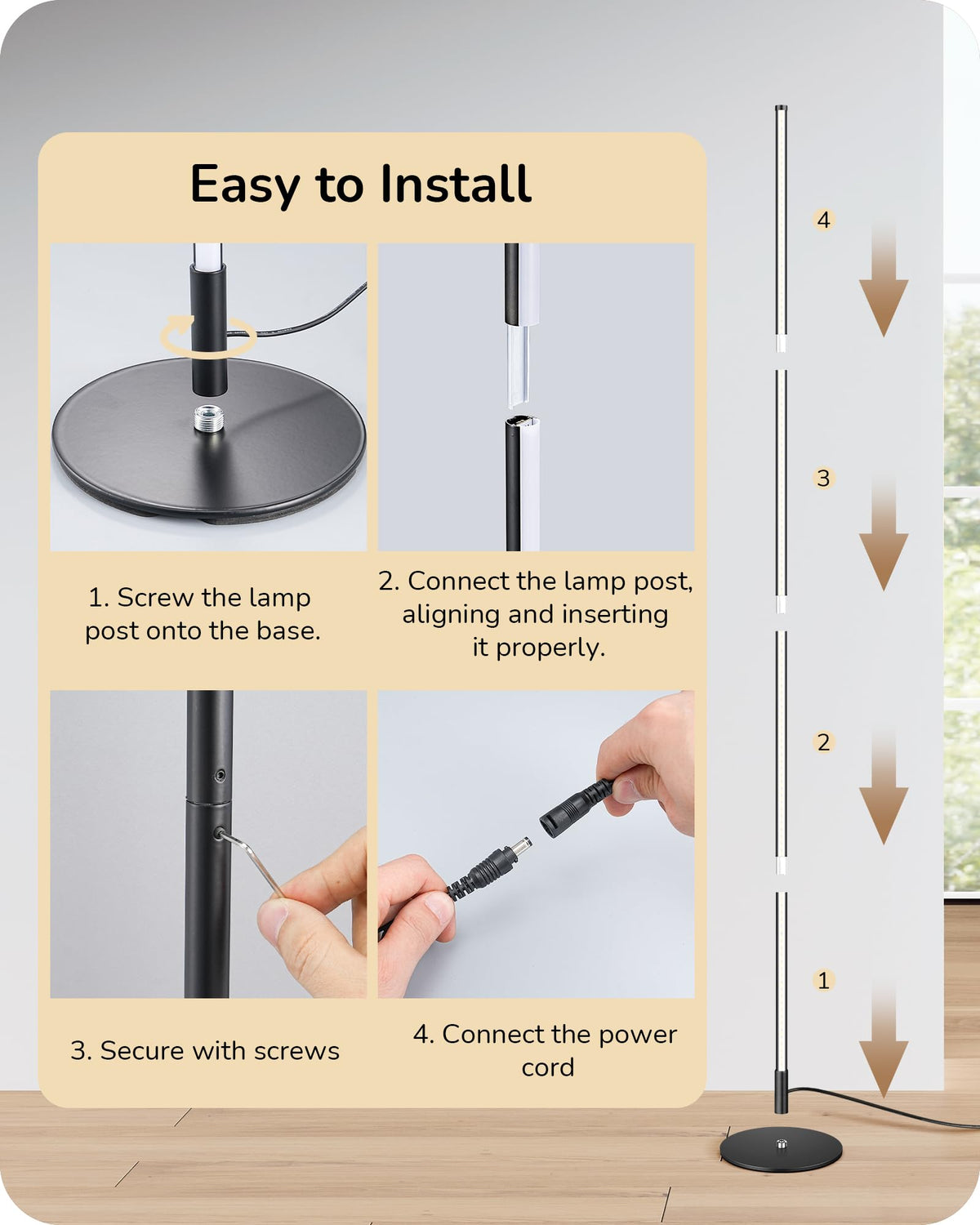 EDISHINE floor lamp color temperature range from warm to cool ambiance