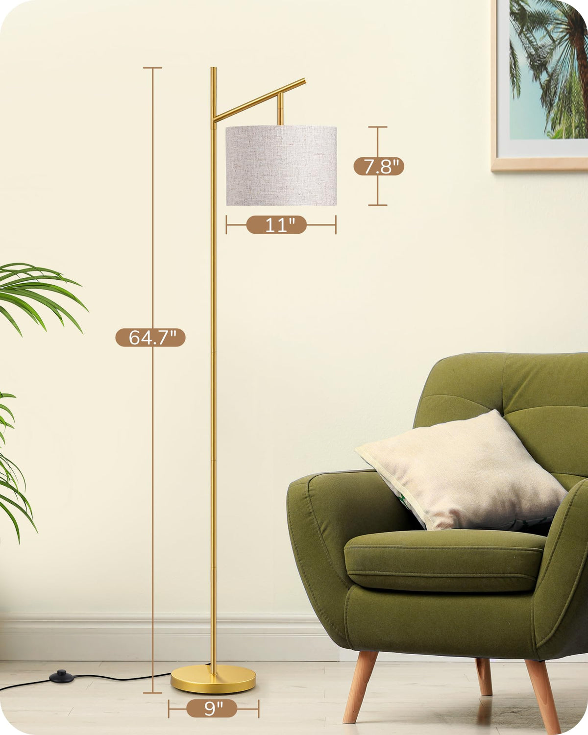 EDISHINE long 78.7-inch cord flexible room placement.