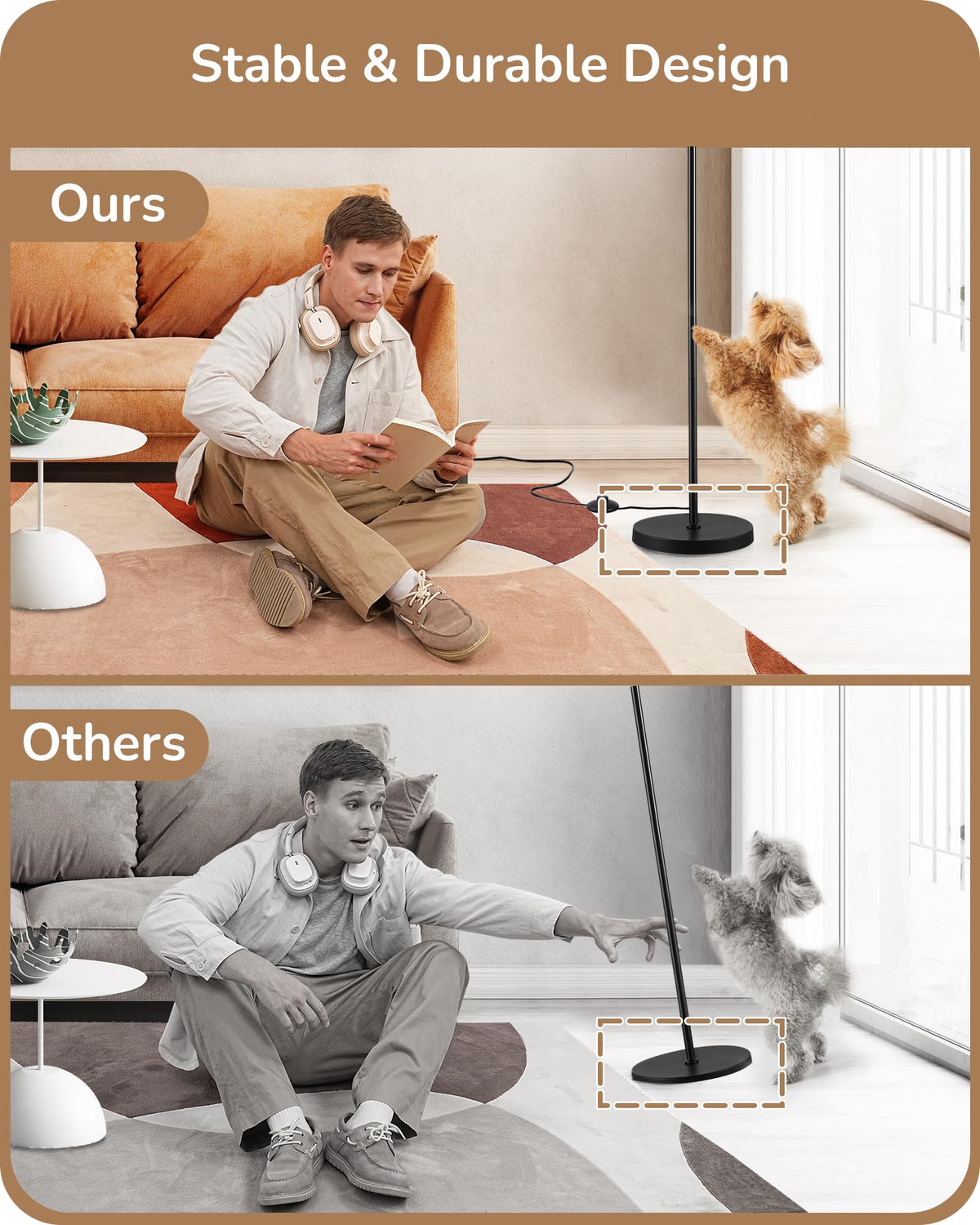 EDISHINE floor lamp with foot-pedal switch offers hands-free operation.