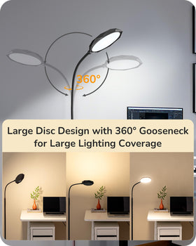 EDISHINE lamp showing remote control for convenient dimming from across the room.