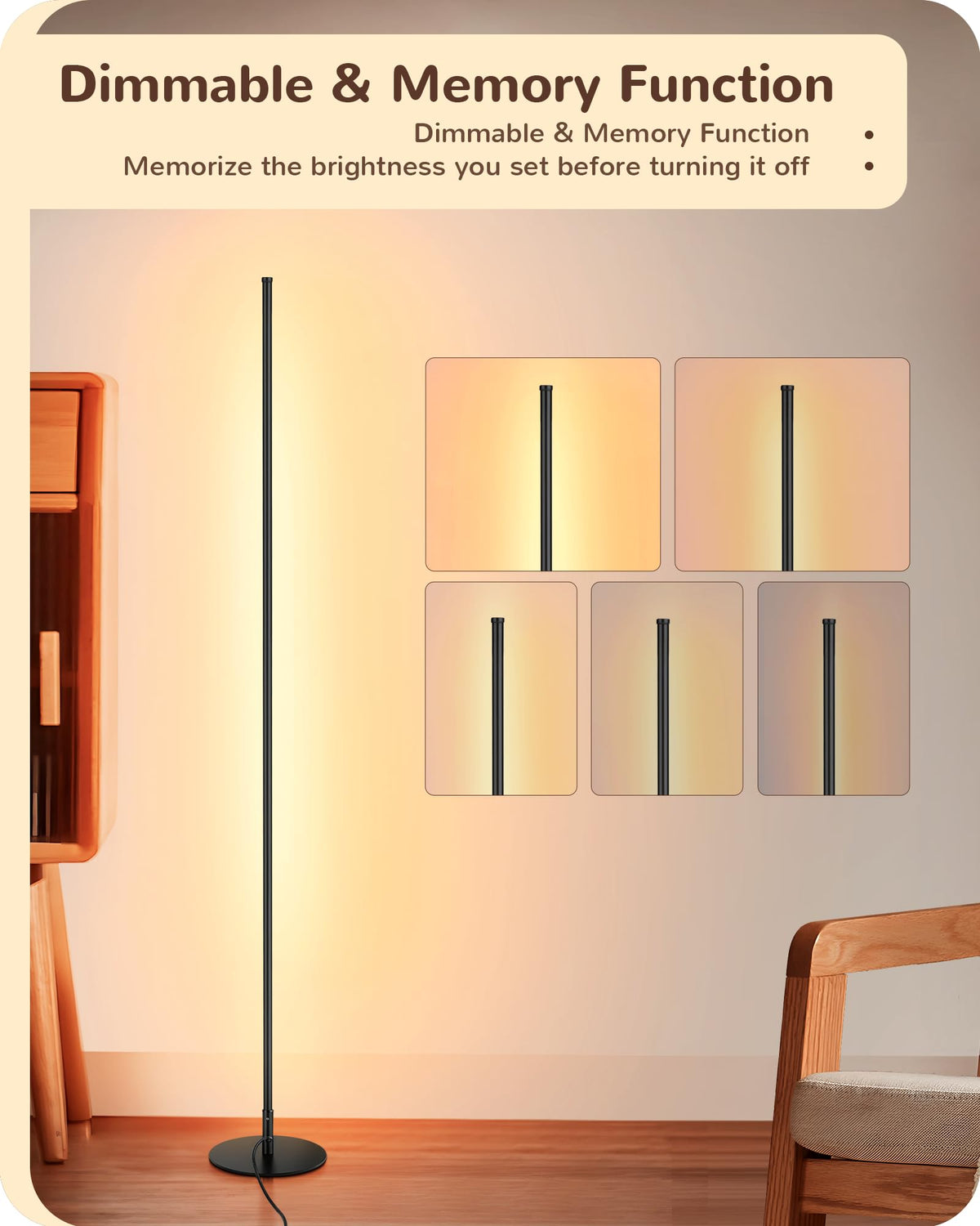 EDISHINE floor lamp remote control enables wireless brightness and color adjustment
