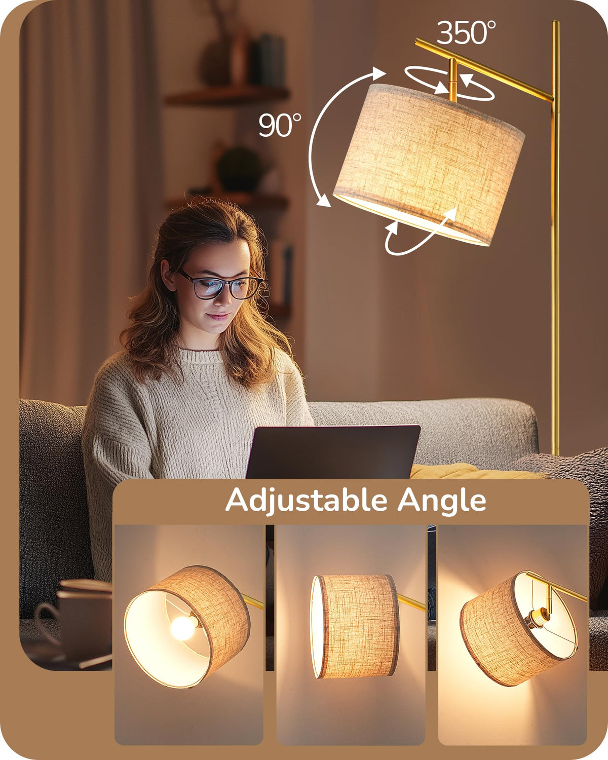 EDISHINE linen shade diffuse warm ambience in living room.
