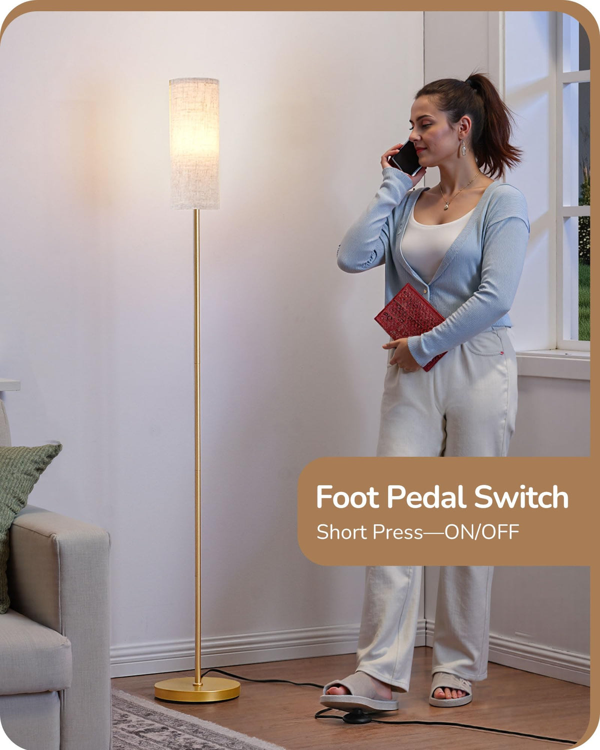 EDISHINE floor lamp with sturdy metal base ensuring stability in busy spaces.