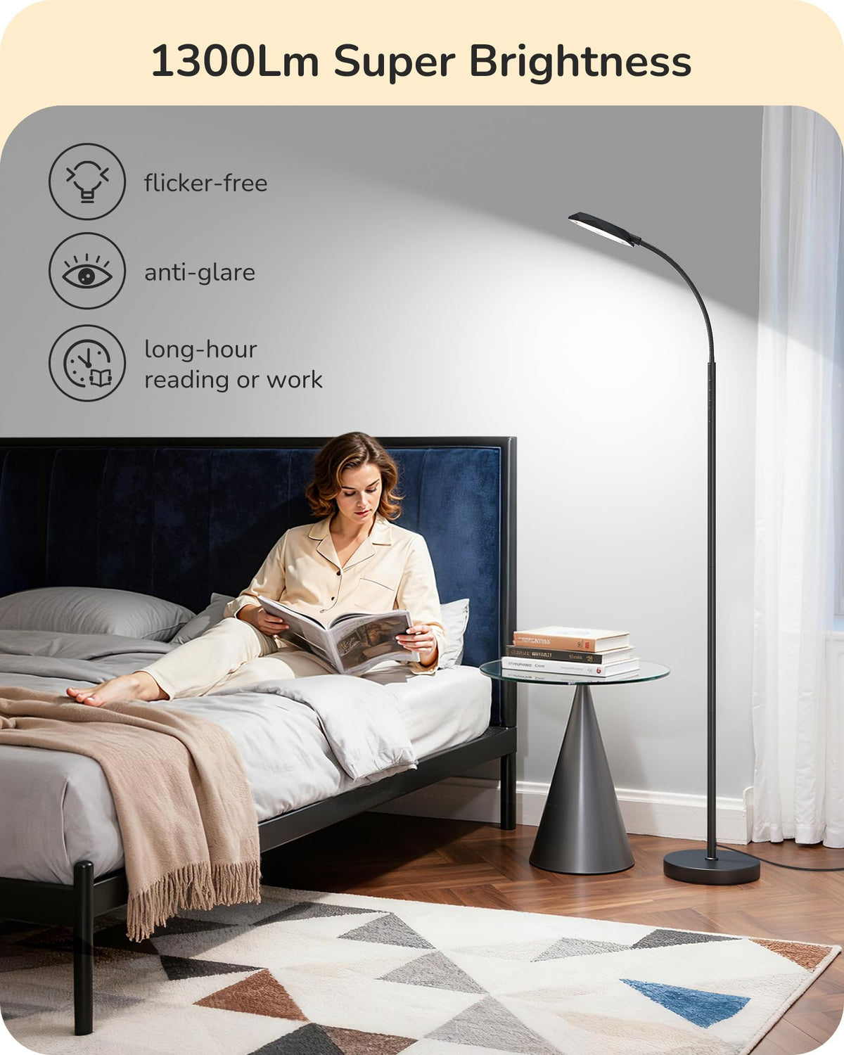 EDISHINE lamp with touch control for quick brightness and color changes.