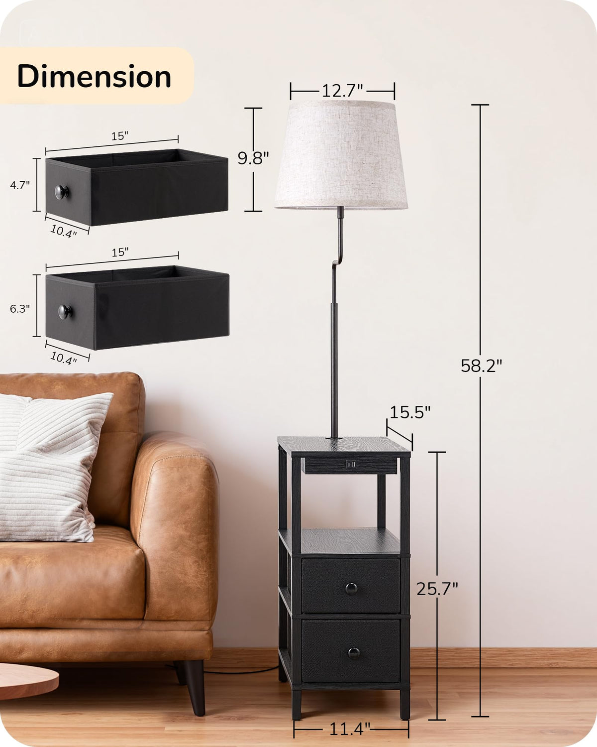 EDISHINE floor lamp with table bedroom setup, perfect bedside companion