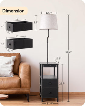 EDISHINE floor lamp with table bedroom setup, perfect bedside companion