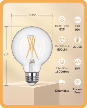 EDISHINE G25 CRI90 filament bulb showing true colors in chandeliers