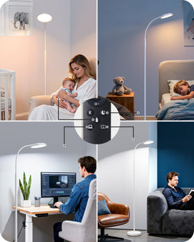 EDISHINE lamp with height-adjustable pole for flexible room setup