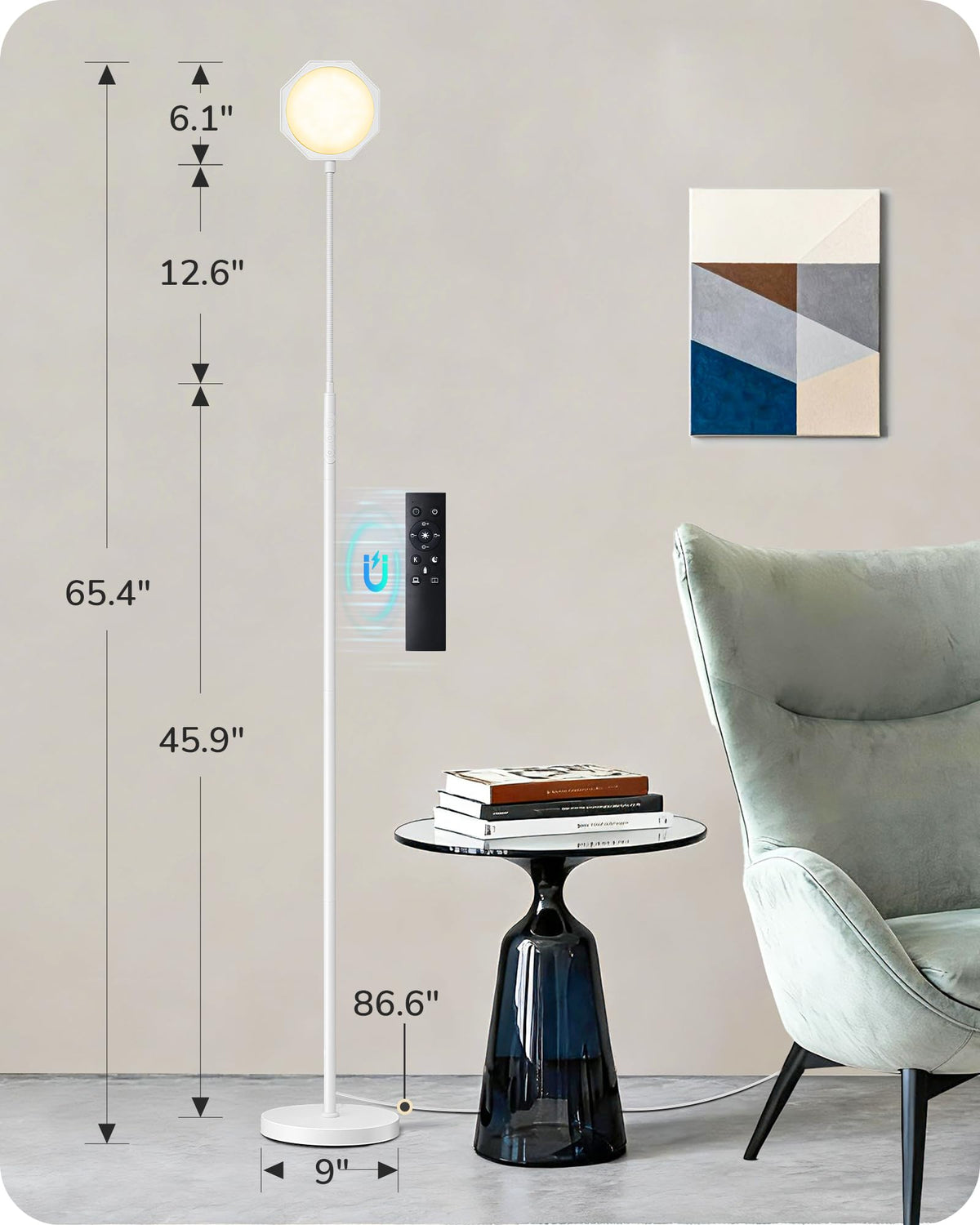 EDISHINE floor lamp with four scene modes: Reading, Working, Night Light, Breastfeed