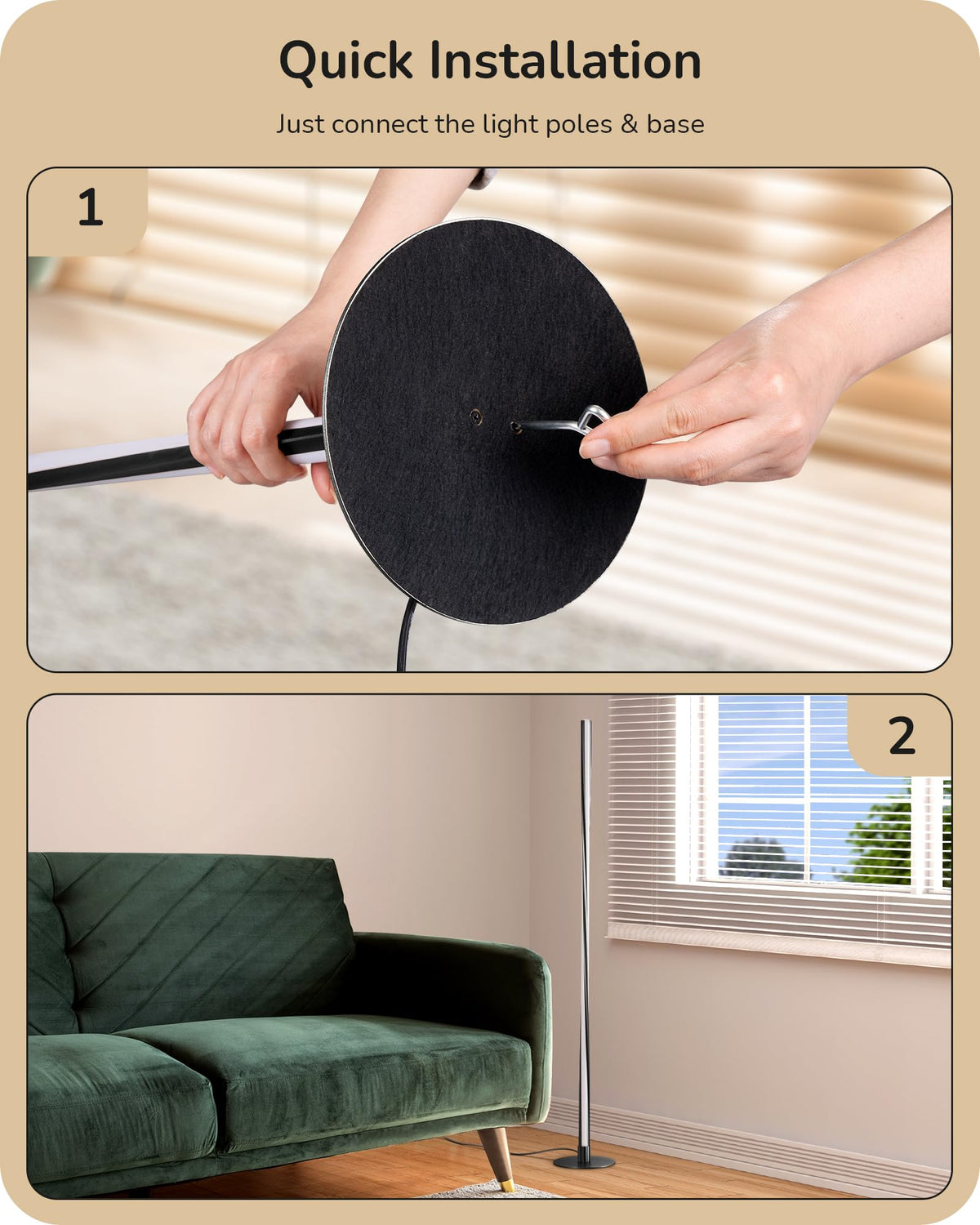 EDISHINE Helix has a sturdy metal base for stable placement.