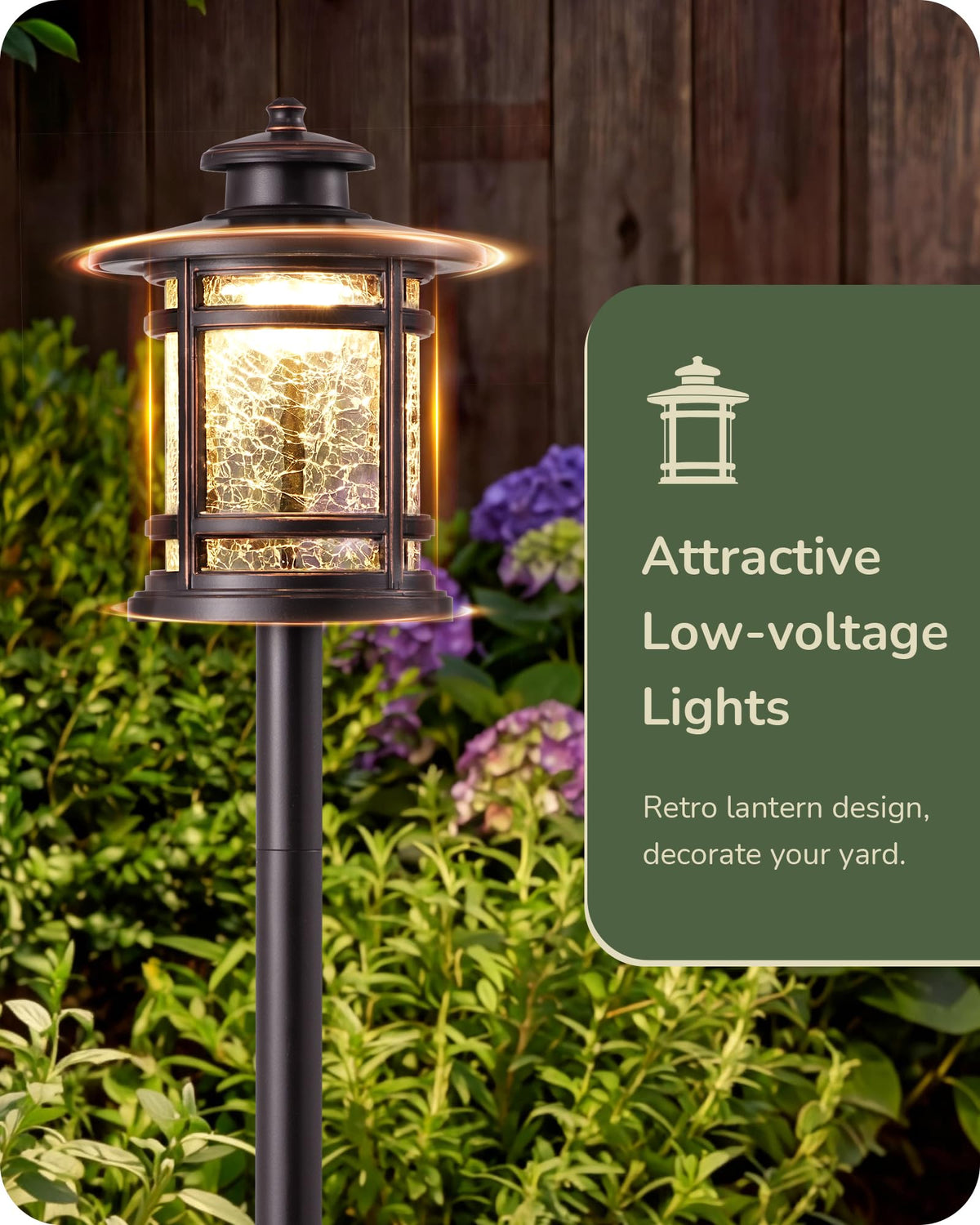 EDISHINE ripple glass landscape light creates decorative shadows along the yard