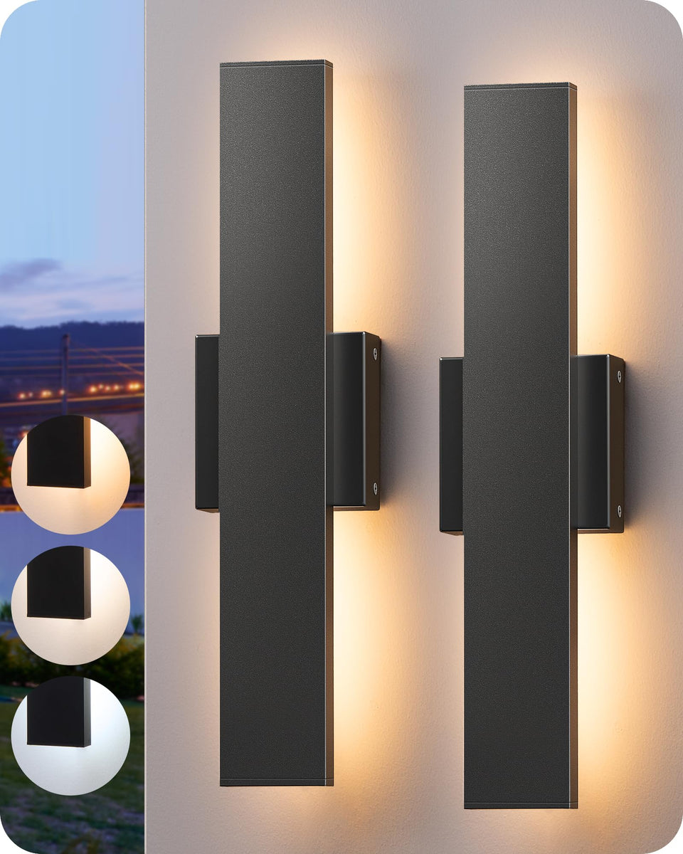 EDISHINE linear outdoor wall light 15-7 inch, slim modern design for entrances