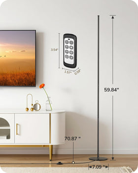 EDISHINE living room floor lamp setup in a slim, space saving design