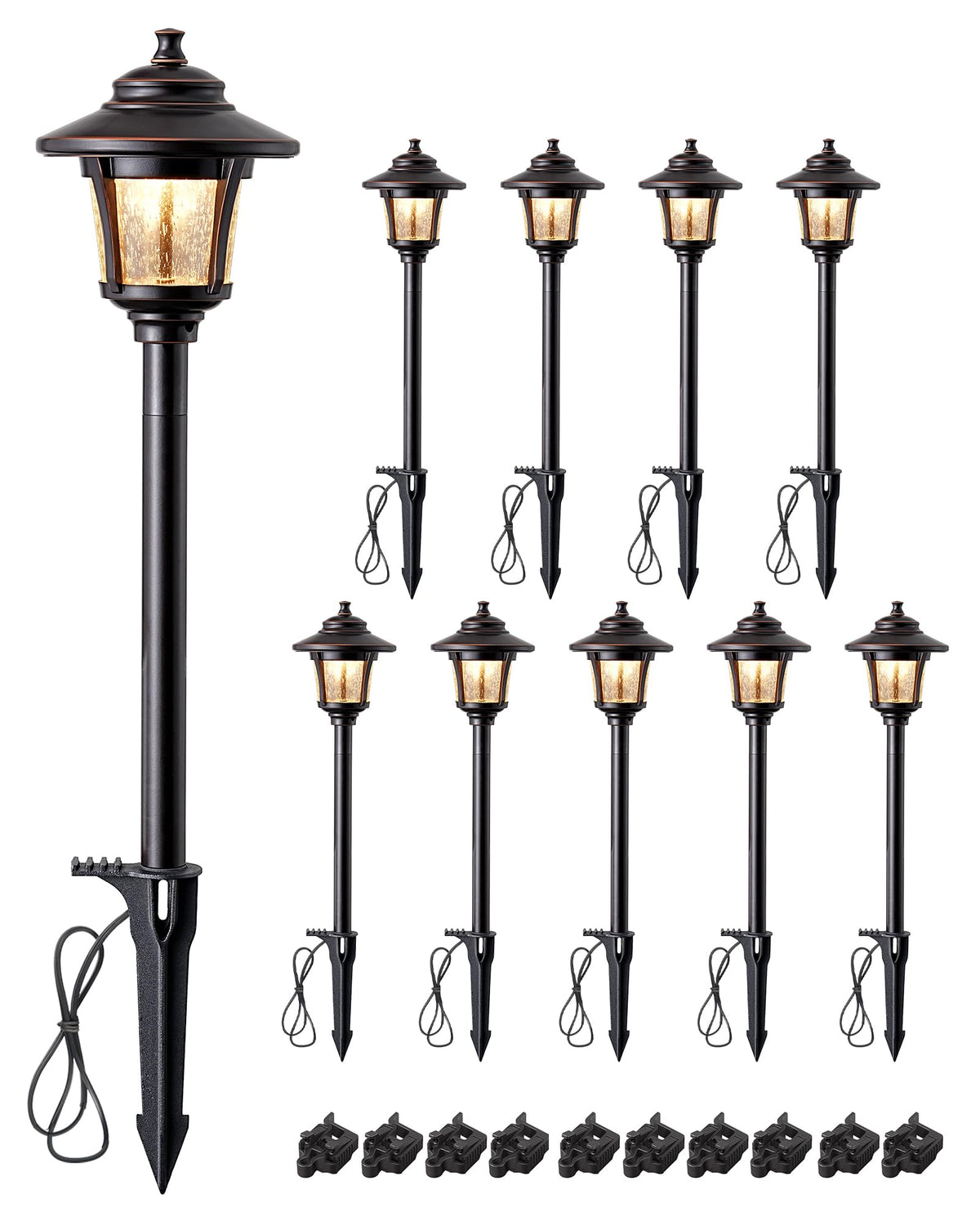 EDISHINE pathway light with seeded glass and bronze finish guides walkways safely.