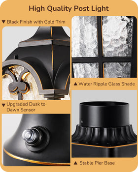 EDISHINE post light ideal for yards, driveways, fences, and walkways.