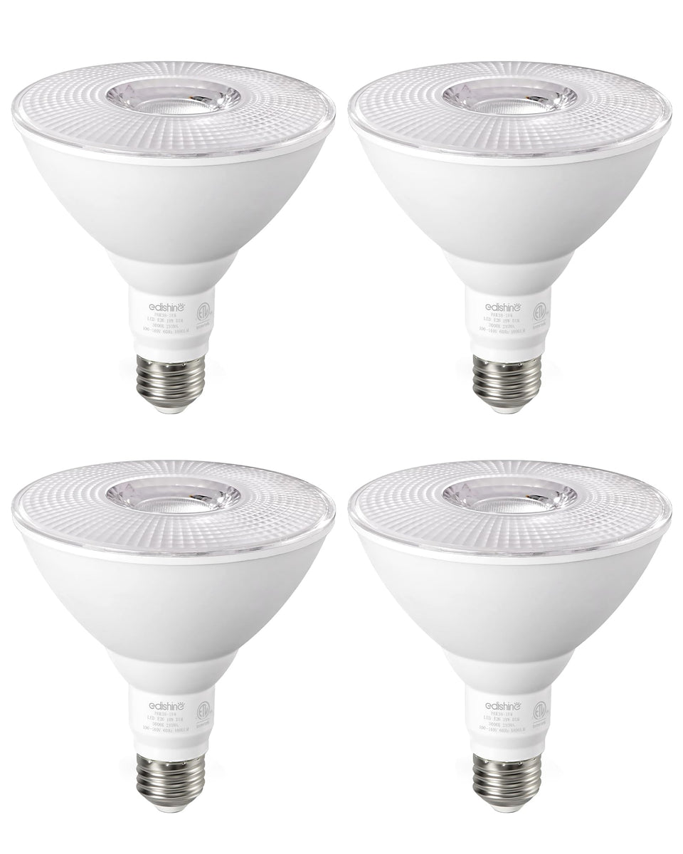 EDISHINE PAR38 flood light bulb front view with bright 1800 lumens for outdoor clarity