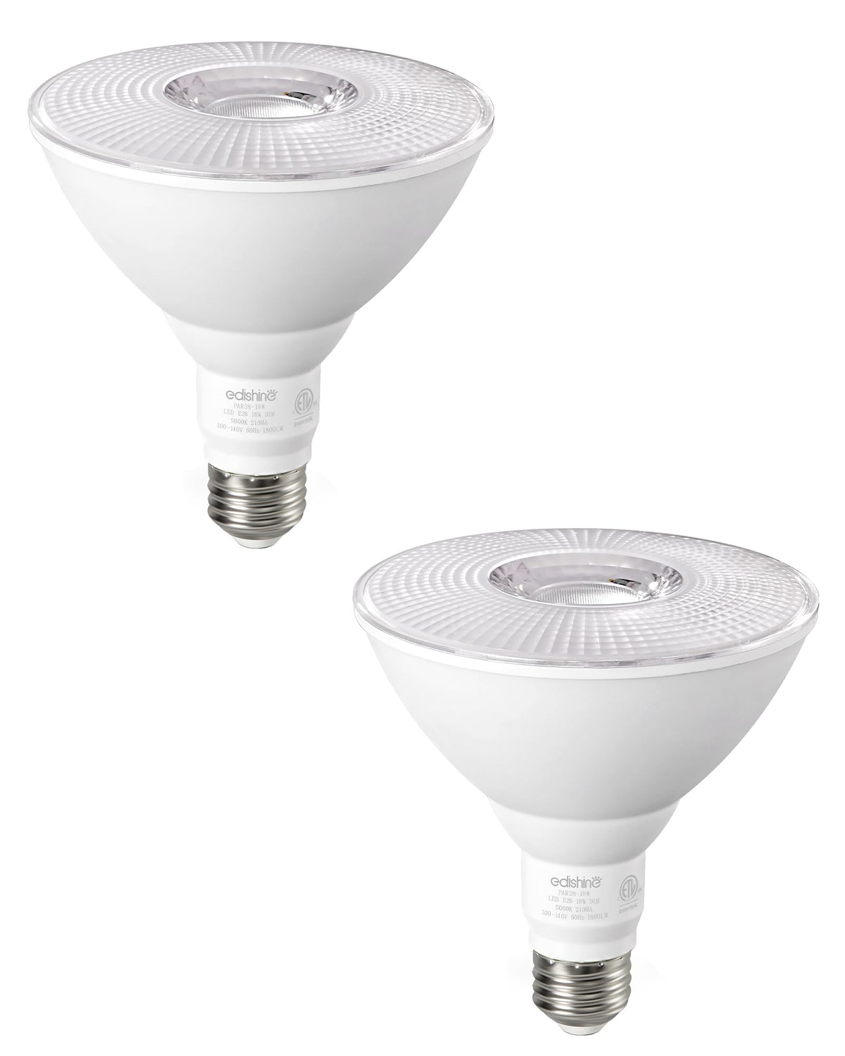 EDISHINE PAR38 flood light bulbs provide bright 5000K daylight for outdoor spaces.