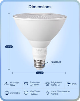 EDISHINE PAR38 LED bulbs fit standard E26 sockets for easy upgrades.