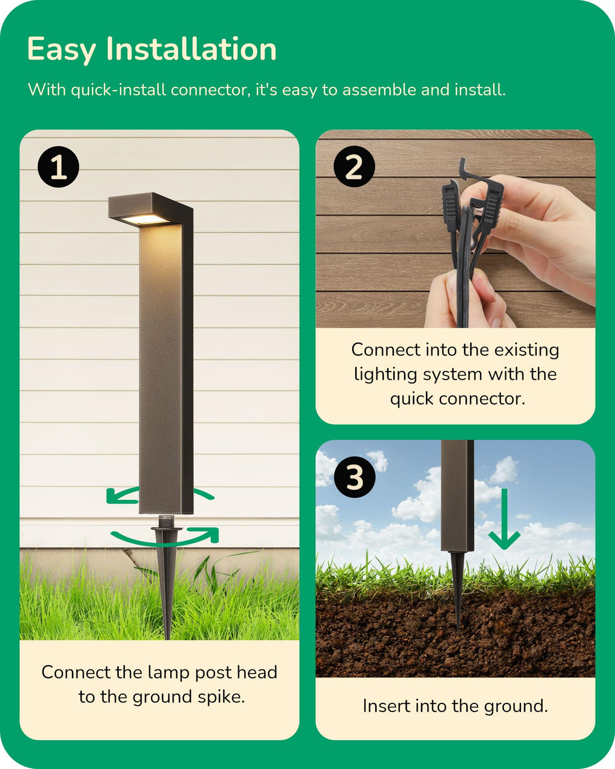 EDISHINE aluminum path light is IP65 waterproof for rain and snow.