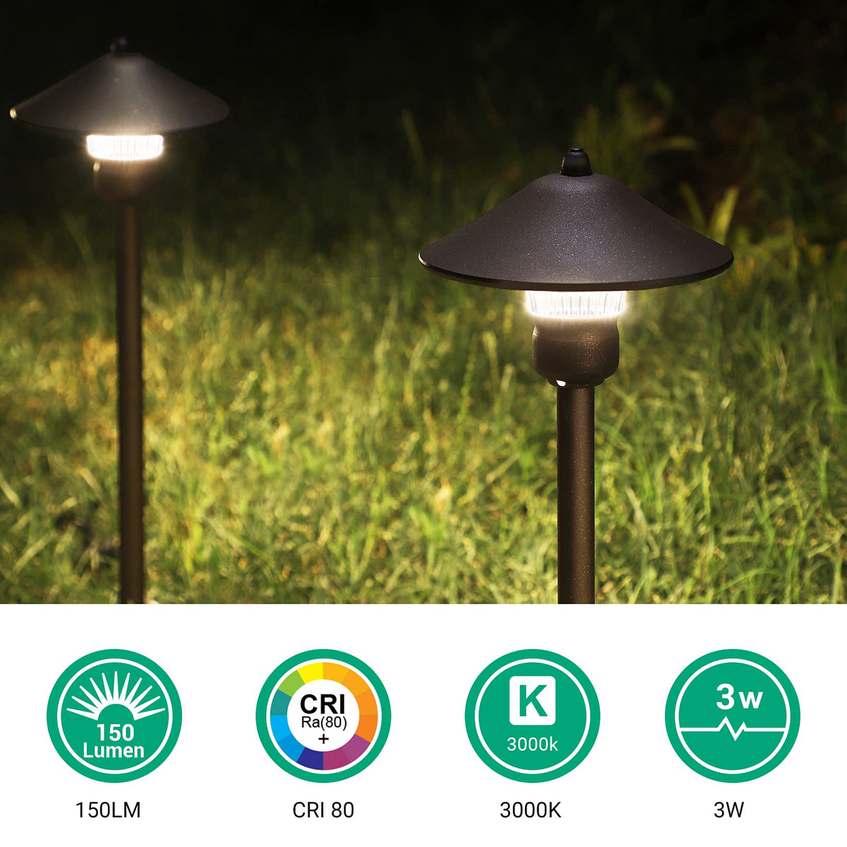 EDISHINE wide-illumination pathway light provides broad coverage for garden borders