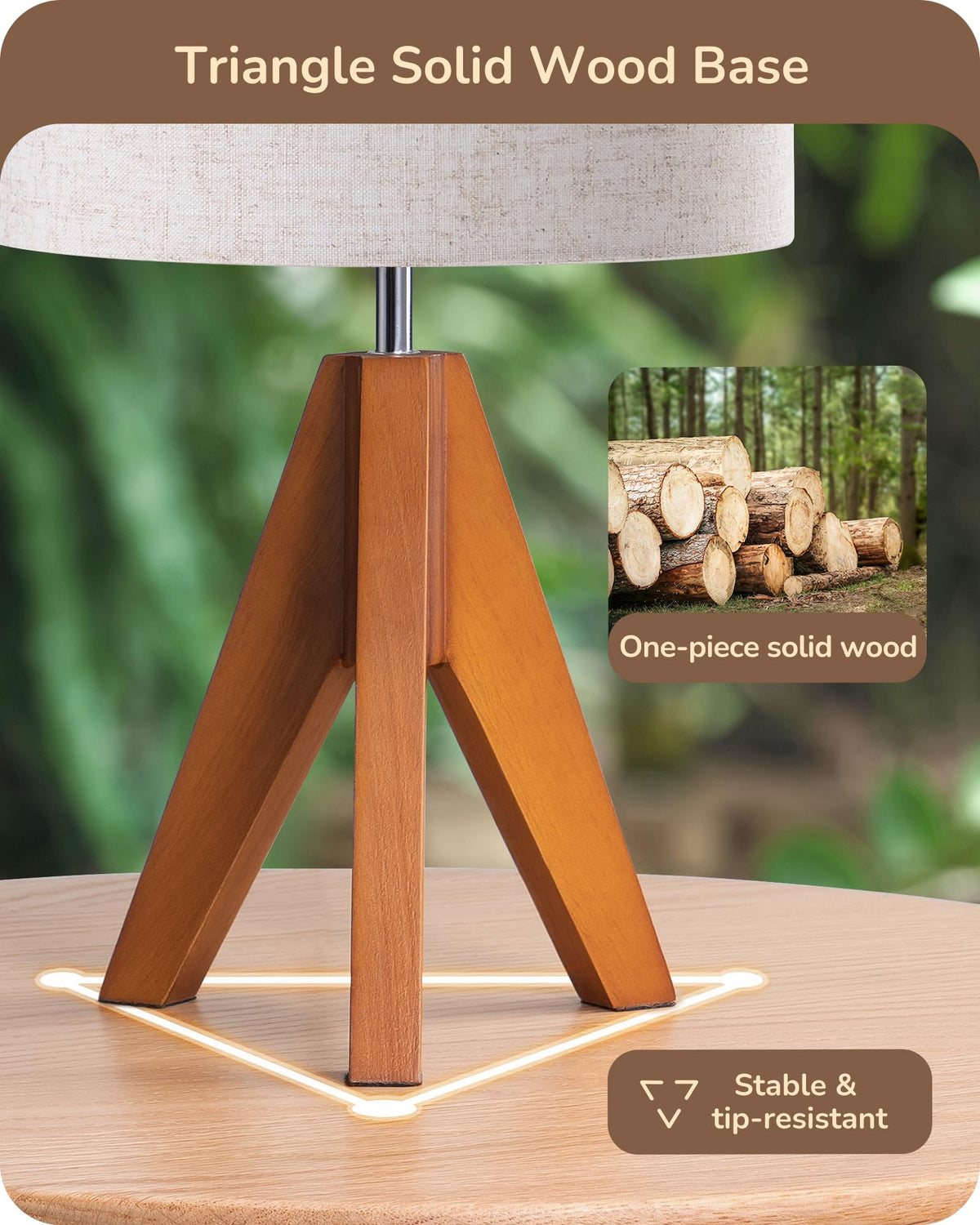 EDISHINE Tripod Table Lamp shade in linen beige for soft, glare-free illumination.