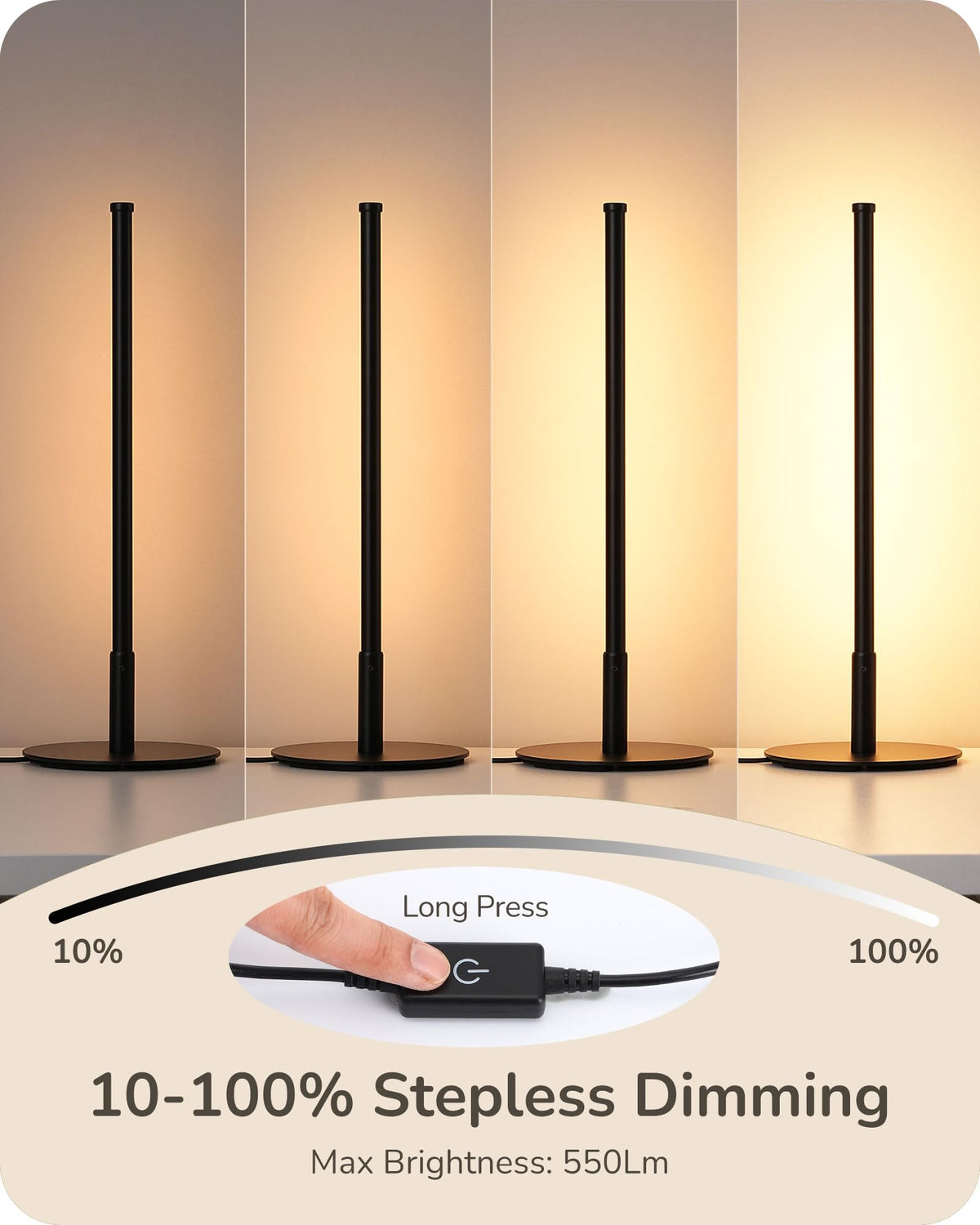 EDISHINE lamp presents three color temperatures for warm to cool moods.