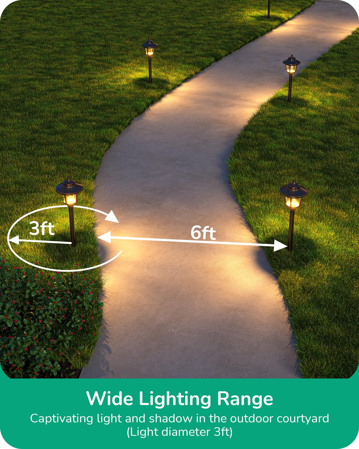 EDISHINE 3W 120LM warm 3000K beam provides gentle pathway illumination.