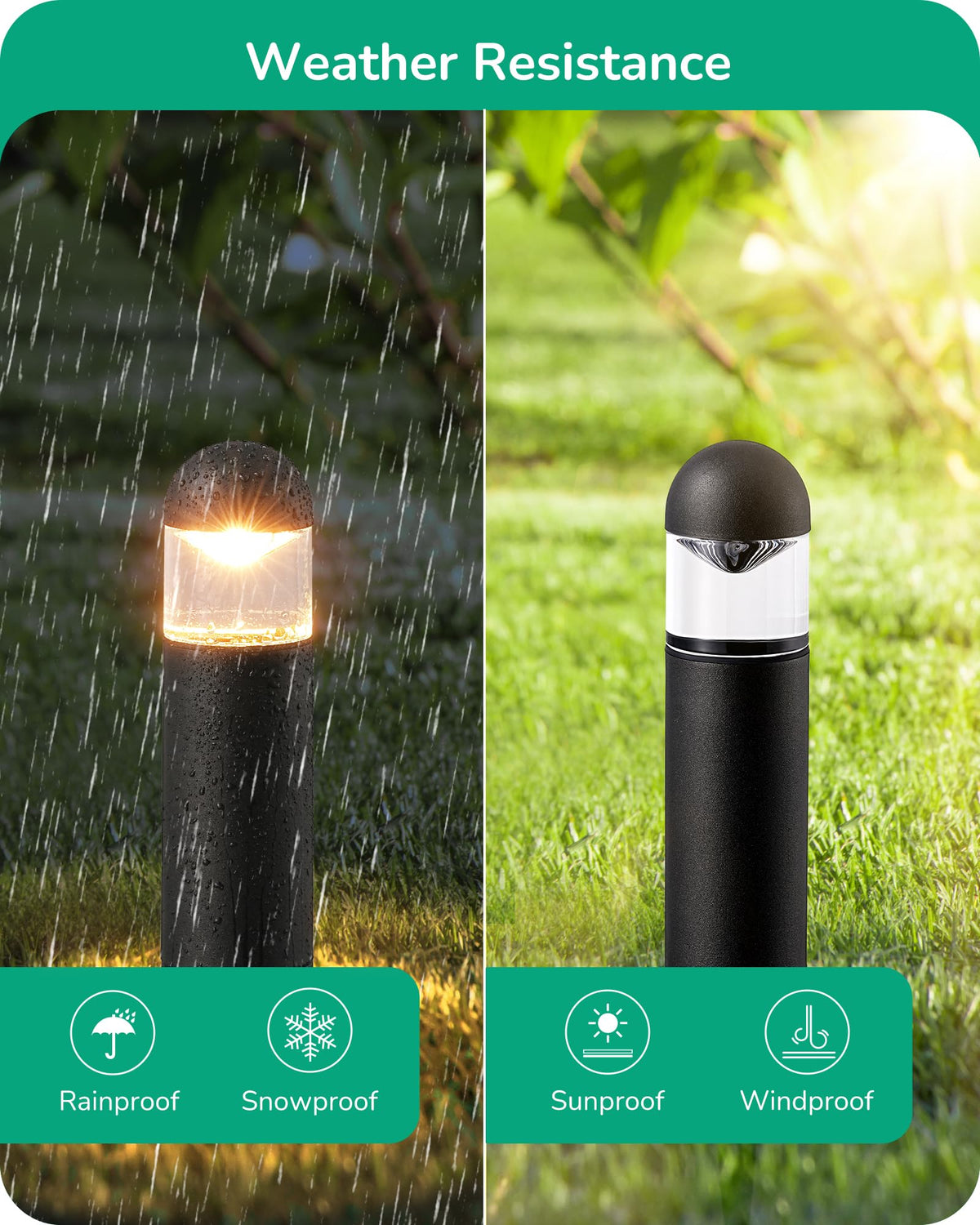 EDISHINE IP65 waterproof bollard light for garden and yard areas
