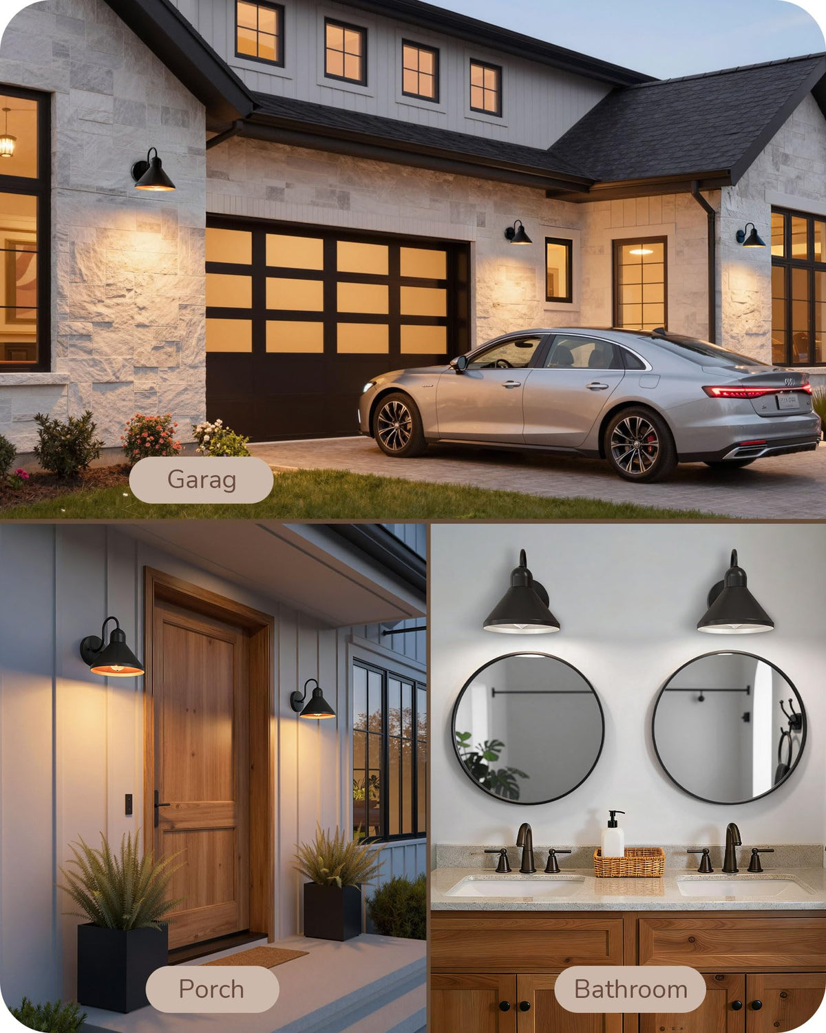 EDISHINE weatherproof exterior lantern withstands rain and snow for year-round use