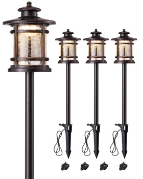 EDISHINE wired path light with bronze finish and ripple glass for warm outdoor ambiance