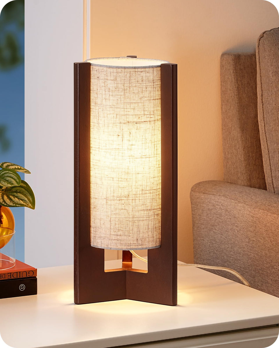 EDISHINE wood table lamp base provides stable bedside support