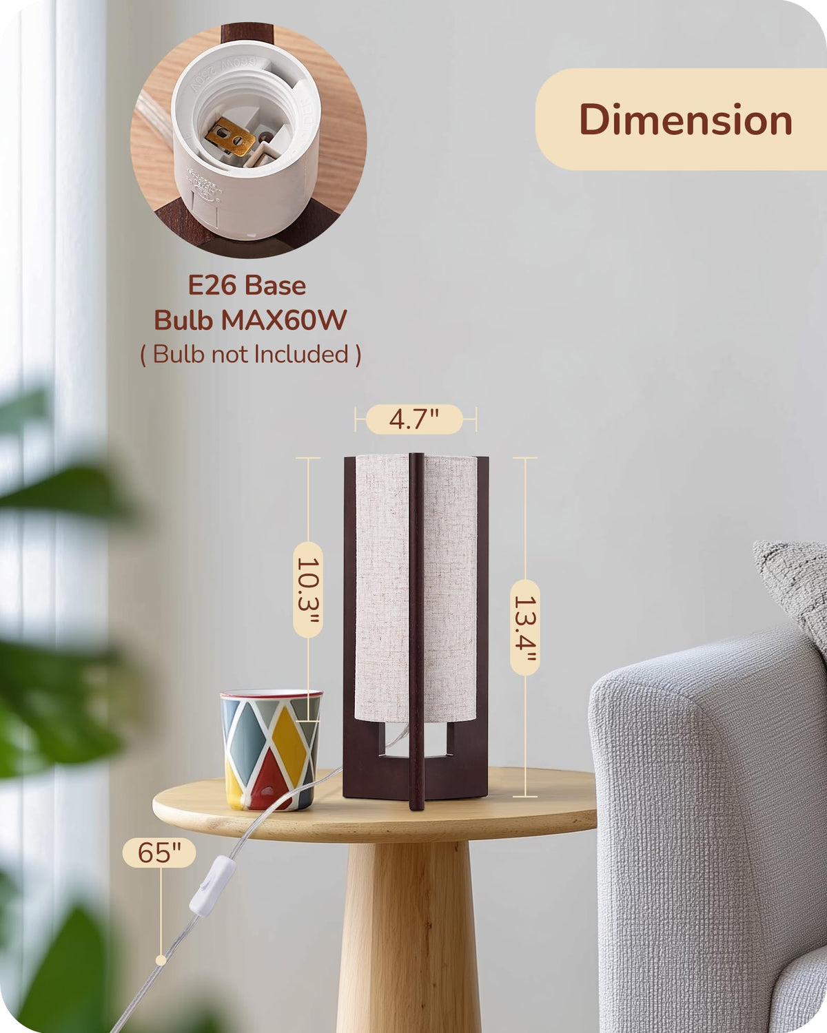 EDISHINE cord length of 64 inches allows flexible placement