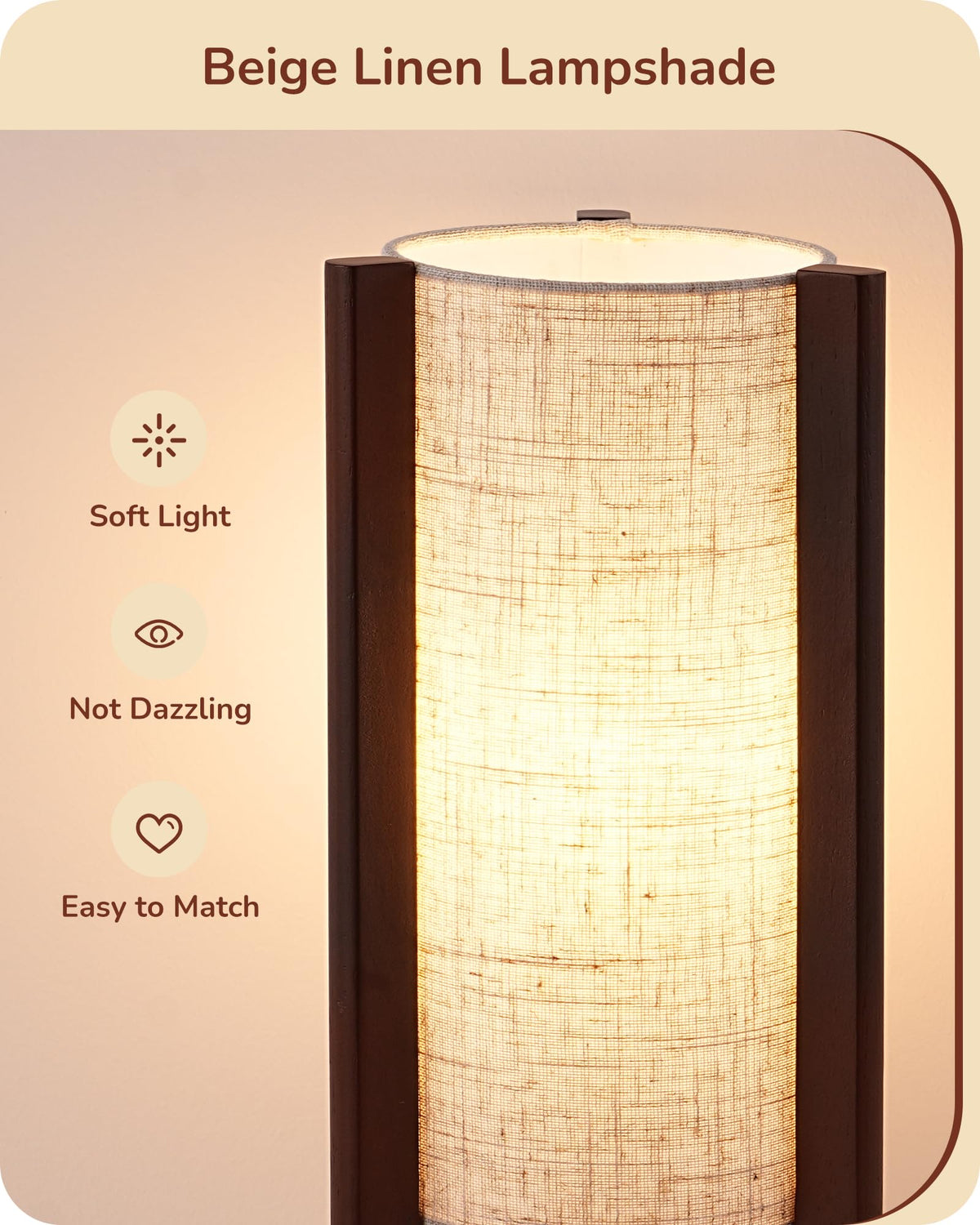 EDISHINE rosewood cylinder base complements the shade with balanced design