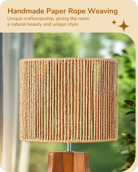EDISHINE wooden tripod base keeps the lamp stable on desks or nightstands
