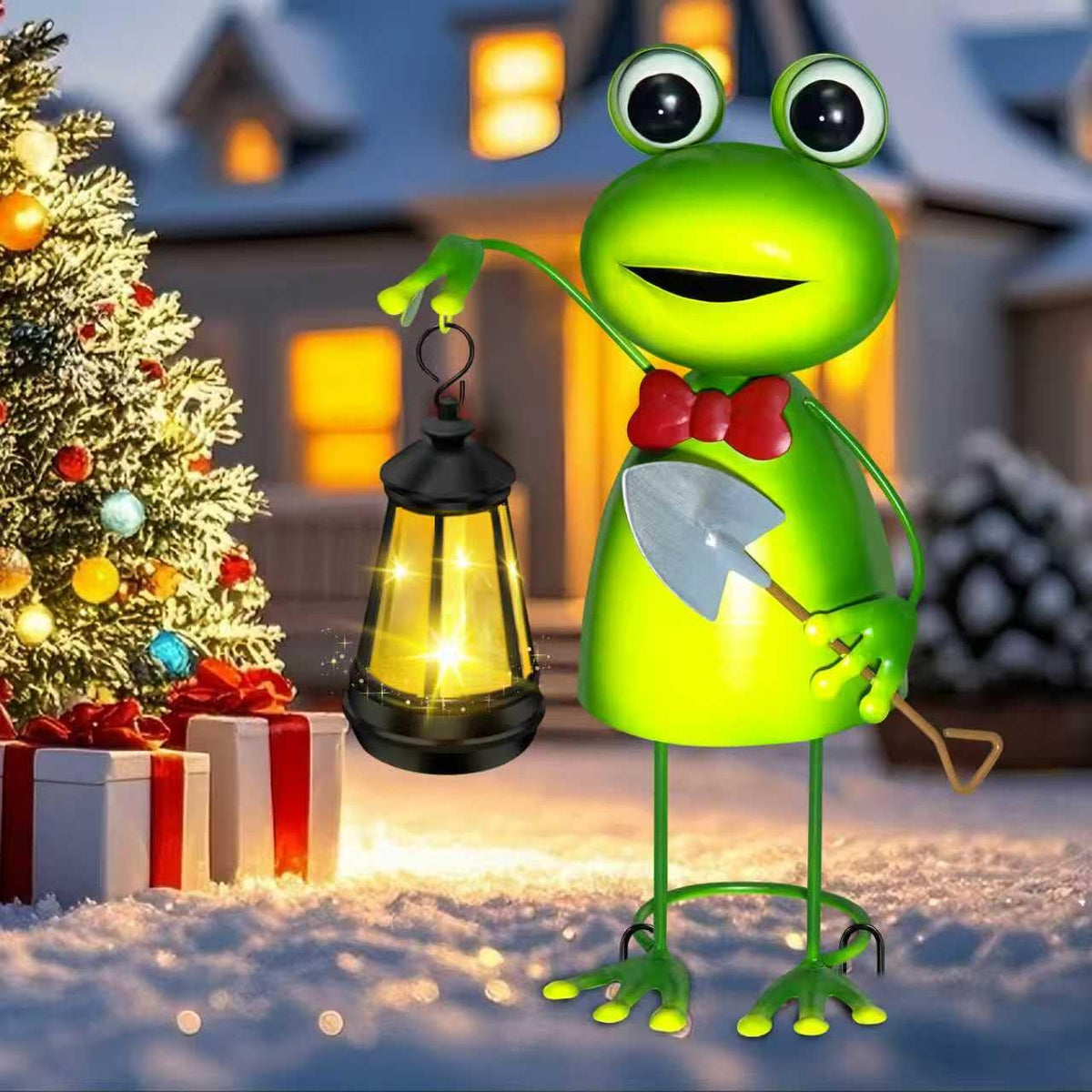 EDOF 13.78-inch frog statue brightens outdoor spaces with a colorful solar lamp
